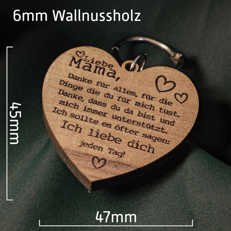 Muttertagsgeschenk - Liebe Mama Schlüsselanhänger aus Holz, Glücksbringer, Mama Geschenk,