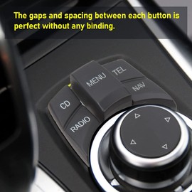 Jadeshay Car Centre Console Multimedia Control Button Knob Kit, ABS Anti Scratch Stylish Multimedia Button Cover Trim for 1 3 5 Series (Matte Black)