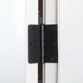 3 Pack Rounded Matte Black Door Hinges 3.5 Inch Interior Door Hinges Residential Bedroom Door Hinge with 3 1/2In 5/8" Radius Corners Standard Residential Bedroom Door Hinge HOME MASTER HARDWARE