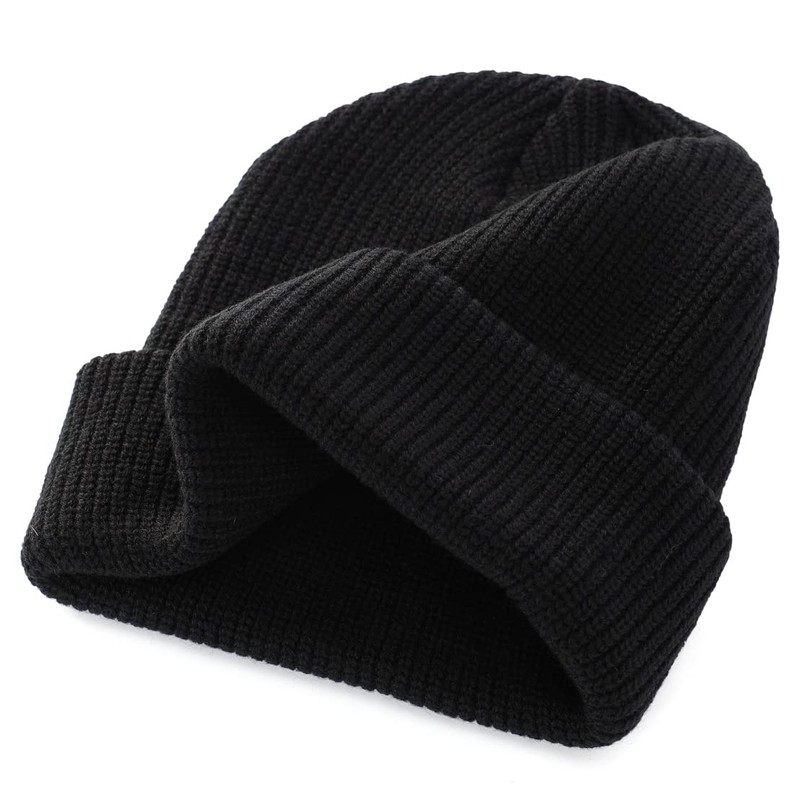 Connectyle Unisex Men's Ribbed Knit Hat Fall/Winter Knit Cap Fold-over
