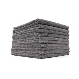 The Rag Company - The Miner - Professional Metal Polishing and Microfiber Detailing Towels, Safe on High-End Wheels and Soft Metals, 70/30 Blend, Dual-Pile, 365gsm, 16in x 16in, Grey (10-Pack)
