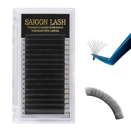 SAIGON LASH Eyelash Extensions, Mink Lash, Volume & Classic Lashes for Professionals, J/B/C/CC/D/L/M Curl, 4-15mm Length, Soft Korean PBT Fiber, 16 Rows Lash Tray (Black-C-0.15-15mm)
