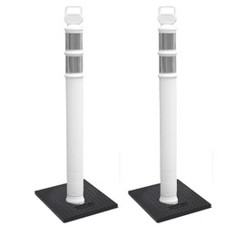 Cortina EZ Grab Delineator 45" Post, 3" Hip Collars with 10 lb Base, 03-747WRBC-2, White, 2 Pack