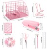 KAAKOW Pink Desk Organizers and Accessories Office Supplies Set Stapler,