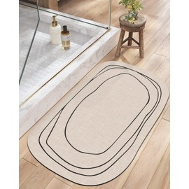 DEXI Bathroom Mat Non Slip Washable Bath Rugs for Bathroom, Super Absorbent Quick Dry Bathmat Carpet for Shower Room, Bathroom Floor, Tub, Sink, Toilet, 17"x30", Beige