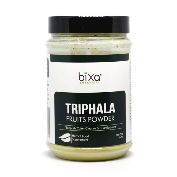 bixa BOTANICAL Triphala Powder (Haritaki, Bibhitaki & Amla) (200g / 7 Oz) Healthy Digestion & Absorption | Anti-Oxidant Herbal Supplement| Externally Useful for Strengthening The Hair Roots