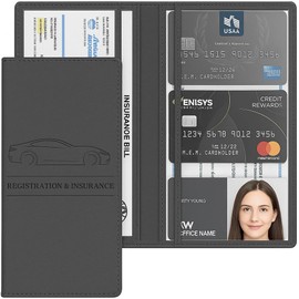 Soporte para Registro y Seguro de Automóvil, Organizador Compartimiento para Documentos, Caja Guantes con Fuerte Cierre Magnético Coche, Camión, Tarjeta de Identificación (Negro)