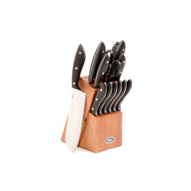 Oster Huxford 14 Piece Stainless Steel Cutlery Mahogany Wood Block
