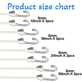 YELIER Bungee Cords with Hooks - 6mm Small Bungee Cords, 8-Piece Set - Black, White, & Multi-Color Options for Outdoor, Camping, and Storage (White, 6mm 8piece Set)