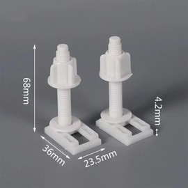 2PCS White Plastic Toilet Seat Hinge Bolts, Screws and Nuts with Washers, For Mounting Toilet Seats and Lids