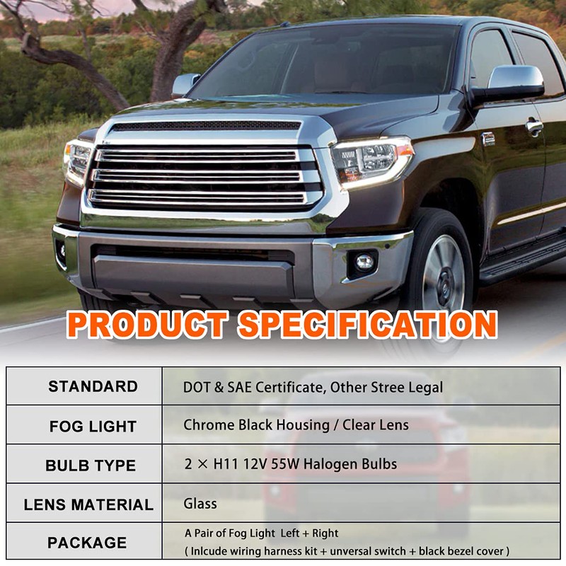 Nixon Offroad Fog Light Set for 2008-2017 Toyota Sequoia w/Bulbs