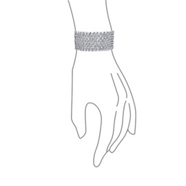 Brides Wedding Fashion Wide Silver Plated White Crystal Encrusted Statement Stretch Bracelet for Women Teens Prom Adjustable