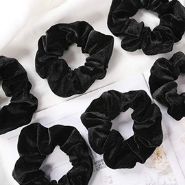 VENUSTE Haargummis Scrunchies aus Samt für Damen, Weiche elastische Haarbänder Haarschmuck, Schwarz, 12 Stück