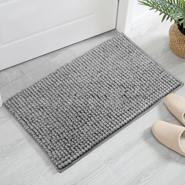 Meryado Tapetes de baño, Alfombrilla Antideslizante Alfombra de Baño Esponjosa, Alfombra de Felpa Absorbente Super Suave y Extra Gruesa, Alfombra de Baño 60 * 40cm Dos Piezas (Gris(Dos))