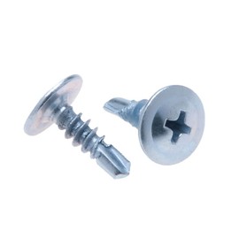 4.2 mm x 25 mm Flange Head Phillips Drilling Screws, Round-Head Screws Made of Galvanised Steel, Fine Cord, Flat Head Pozi Screws for Sheet Metal, Plasterboard and Wood (50 Pieces)