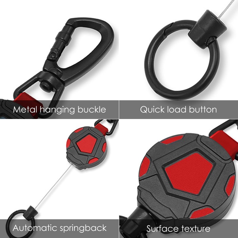 Pack of 2 Retractable Key Chains, 2 Pieces Carabiner, Lanyard