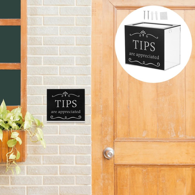 KALLORY Acrylic Donation Box Locking Tip Jar Money Bank Accounting