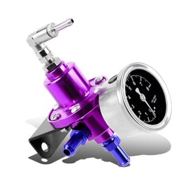 Auto Dynasty 160psi Adjustable Aluminum Fuel Pressure Regulator+Oil Filled Gauge (Purple)