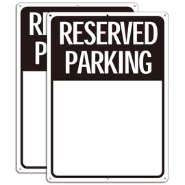 (2 Pack) Blank Reserved Parking Sign, Write-On Sign, 14x10 Inches Rust Free Reflective Aluminum, Fade Resistant, UV Protected, Waterproof, Easy to Install - (Black) ﻿