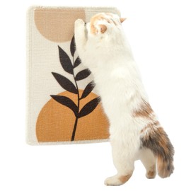 JIUPETY Decorative Cat Scratching Mat, 1 Pack Wall Scratchers Pad for Indoor Cat with Adhesive Hook Loop Tape, 20.6" x 14", Tree