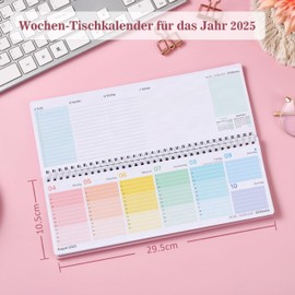 Desk Calendar 2025 - Desk Calendar 2025 Landscape from January 2025 to December 2025, Desk Calendar 2025 Landscape 1 Week 2 Pages, Calendar 2025 Desk Calendar with Moon Phases - Pink Gold Leaf