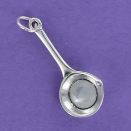 FashionJunkie4Life Frying Pan Charm Sterling Silver 925 for Bracelet Camping Skillet Long Handle