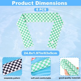6pcs Cooling Neck Wraps, 6 Colors Polyester Material Ice Neck Cooler with Snap Button for Women and Men Summer Cycling Outdoor Sport Activities(Checkerboard Pattern Style)
