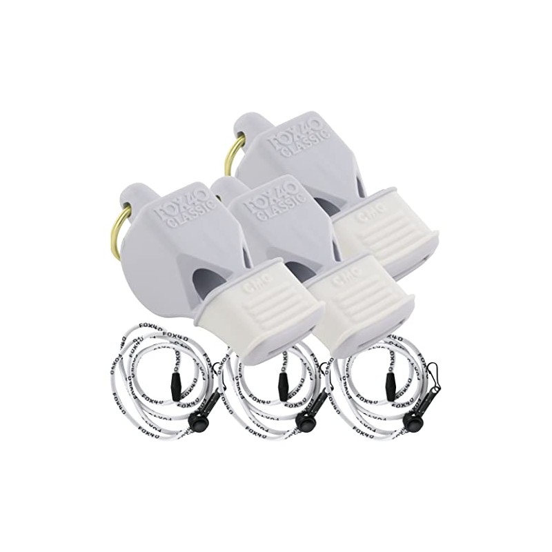 Fox 40 Classic CMG w/Breakaway Lanyard 3 Pack (White)