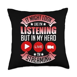 Streaming Gaming Streamer Online Video Microphone Live Throw Pillow