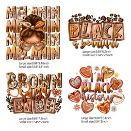 8PCS Black History Month Iron on Transfer Patches Juneteenth Unique DIY Heat Transfer Vinyl Stickers for T-Shirt Clothing Bags Hoodies Heat Press Washable Decoration Applique Decals