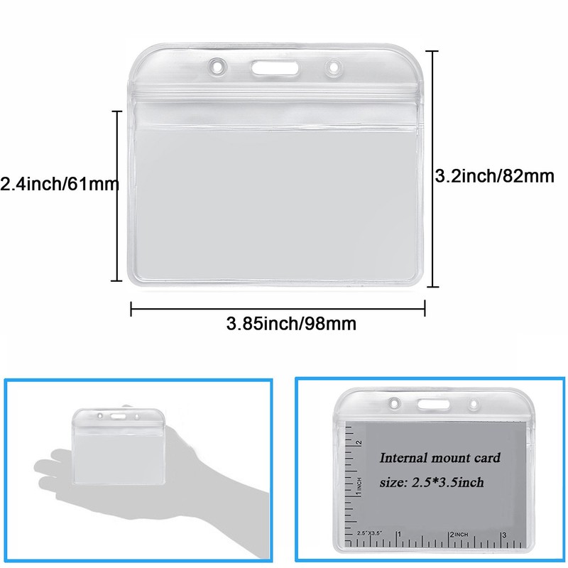 YOUOWO 2 Pack Horizontal Clear ID Badge Holders with Office