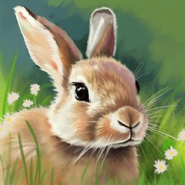 Bimkole DIY 5D Diamond Painting Kits Accessories Cute Rabbit, Animal Flower Diamond Painting Kit Full Round Drill Painting by Numbers Painting Embroidery Cross Stitch Diamond Decoration 30 x 30 cm