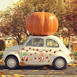 SULOLI 32 Pcs Thanksgiving Car Refrigerator Decorations, Fall Reflective Gnomes Maple Leaves Fridge Magnet Decoration for Fridge Car Mailbox Cabinet Home Decor