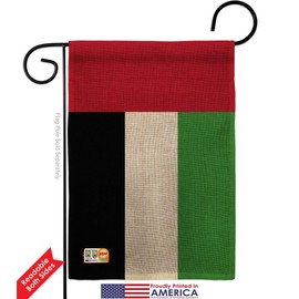 Americana Home & Garden GS140243-DB-03 United Arab Emirates Burlap Flags of The World Nationality Impressions Decorative Vertical 13" x 18.5" Double Sided Flag Set Metal Fansy Wall Bracket Hardware