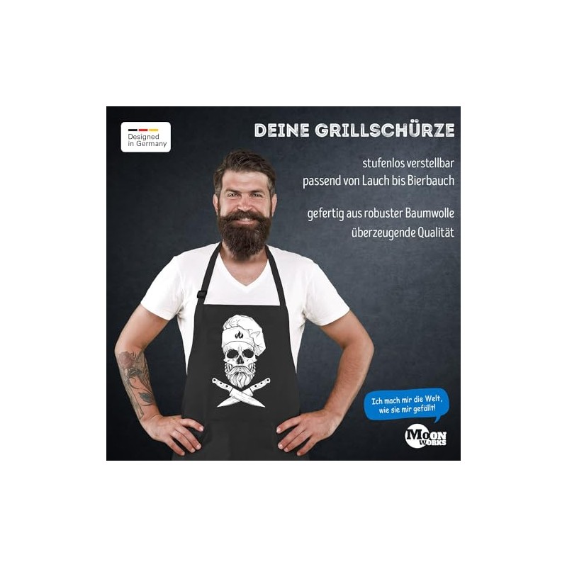 MoonWorks® BBQ Apron for Men with Saying "Hier grillt der