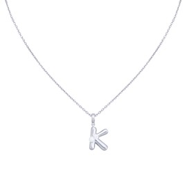 Milan Chiva Bubble Initial Letter Necklaces for Women 14K Gold Plated Puffy Tiny Letter K Necklace Pendant Dainty Adjustable Chain Trendy Choker Jewelry MNS-1021SL