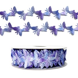 anshome 10 Yards Purple Gradient Butterfly Ribbons, Butterfly Shape Lace Ribbons Butterfly Shape Trim Garland Rope Gift Wrapping Ribbon for Gift Wrapping Wedding Birthday Party Decoration