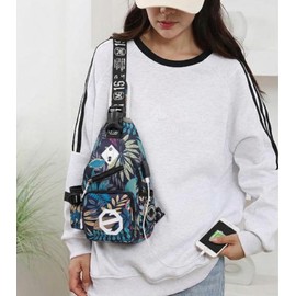 Blue refrain One Shoulder Bag, Crossbody Shoulder Bag, Multifunctional Casual Bag, Black