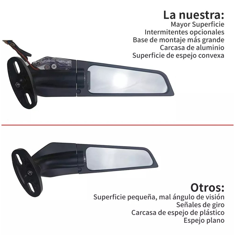 BOBOJIIIER Espejo Retrovisor Con Luz De Giro Led, 2 Piezas