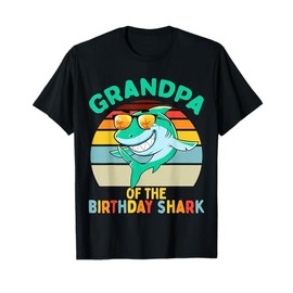 Grandpa Matching Family Shark Birthday T-Shirt