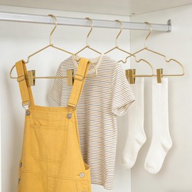 Koobay 12.6" Children Gold Clothes Hangers with Clips,10 Pack,Newborn Kids Non Slip Durable Space Saving Clothes,Standard Hangers Heavy Duty Saving Space