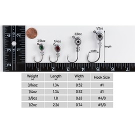 Dr.Fish 10 Pack Fishing Eyes Jigs 3D Eyes Trout Heads Bass Hook Saltwater Swimbait Jig Heads Freshwater Walleye Striper Walleye Striper 1/2oz