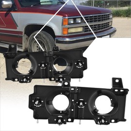 [Pair] Factory Style Headlight Mount Brackets Compatible with 88-89 Chevy GMC C/K 1500 2500 3500,Bare Black