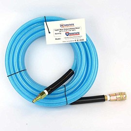 Interstate Pneumatics HU16-025H44 Light Blue Polyurethane (PU) Air Hose 3/8 Inch x 25 Feet 200 PSI With Plug Installed