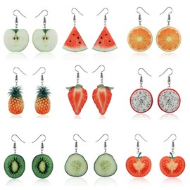 LIFKOME Fruits Pendant Earrings 1 Pair Trendy Ear Drop Dangler Ear Studs Creative Ear Jewelry for Women Girls Favors