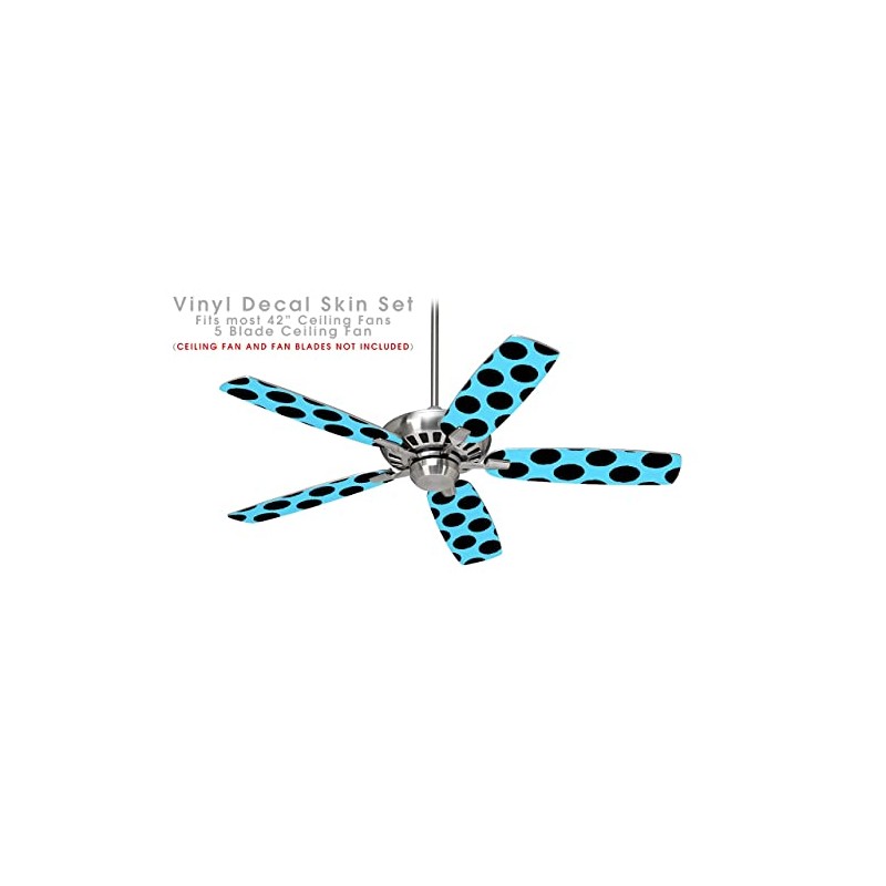 Kearas Polka Dots Black And Blue - Ceiling Fan Skin