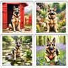 German Shepherd Alsatian Dog Coaster Set. 4 different German Shepherd