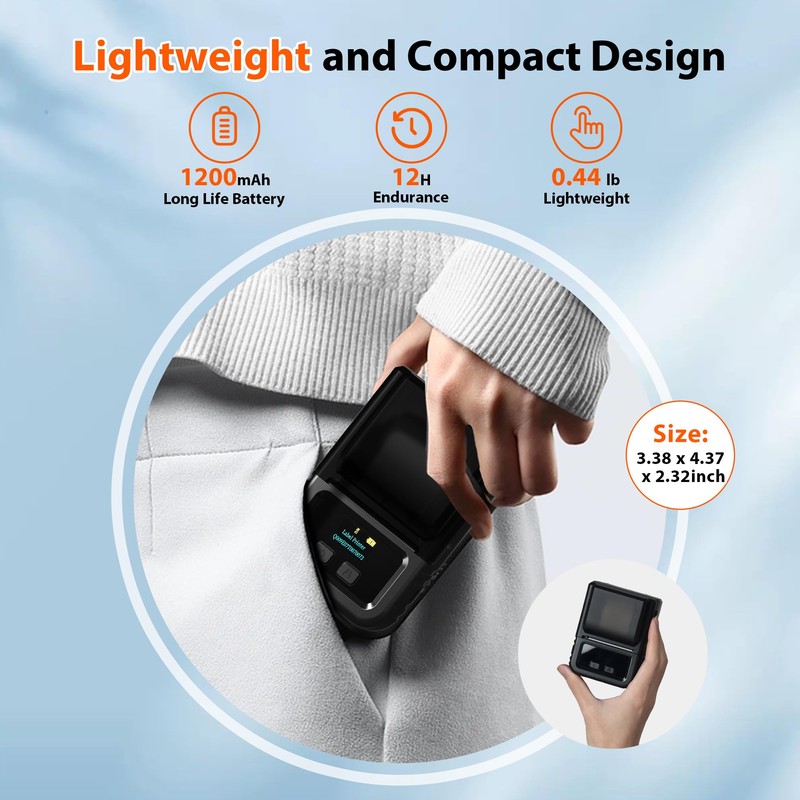 Phomemo M120 Label Maker, 2 Inch Barcode Printer, Portable Thermal