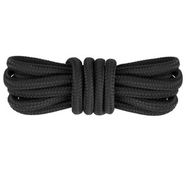 Elerevyo Shoelaces, Round Laces, Round Laces, Outdoors, Durable, Hiking, Sports, Running, 2 Pairs, Black