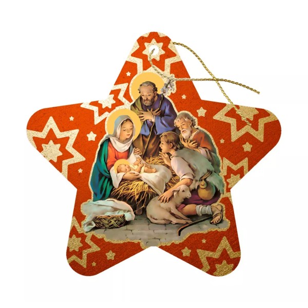 Fratelli Bonella Holy Family / Nativity Ornament Wood, Made In